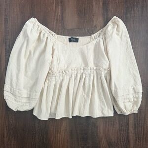 Cream Puff Sleeve Babydoll Top